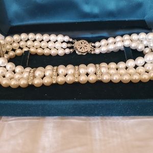 Custom Pearl choker, Earrings, Broach, Hair Clips